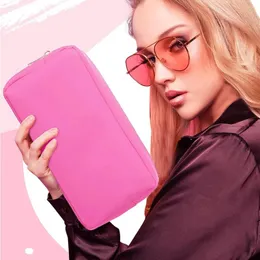 Sacchetti cosmetici sacche di nylon rosa fatti fai da te preppy roba per donne viaggiare da bagno organizzatore