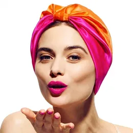 Silk Turban Bonnets For Women Twisted Sleeping Night Cap Pure Silk Hair Wrap Cap For Curly Ladies Headwrap