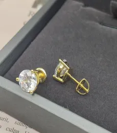 Stud Hiphop Real 1,2-2CtColor okrągły diamentowe kolczyki moissanitowe ze śrubokrotą 100% 925 Srebrne kobiety prezentstudstud9333612