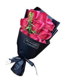 Künstliche 9 Seife Blumen Rosenstrauß Geschenktüten Valentinstag Geburtstagsgeschenk Weihnachten Hochzeitshäuserzubehör 4753158