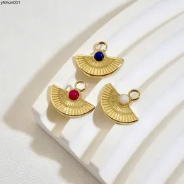 Bohemian a forma di fan in stile palazzo a forma di palazzo fai-da-te pendente di titanio acciaio 14k oro oro in pietra naturale in pietra collana accessori