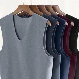 Men's Tank Tops Slim Fit Base Layer Vest Winter Seamless Thermal V-neck Sleeveless Underwear Elastic Bottoming For Warmth