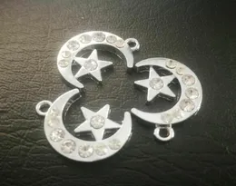 كامل 100pcslot Rhinestons Moon Star Hang Charm ملاءمة لشرائح الهاتف قلادة Pet Jewelrys 2769609