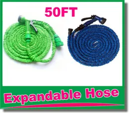 high quality 50FT retractable hoseExpandable Garden hose Blue Green color fast connector water hose with water gun OMD98762207