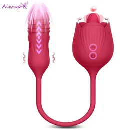 Andere Gesundheits Schönheit Gegenstände Rose Licking Vibrator weiblich G-Punkt-Nippel Labialstimulator Zunge Vibration Liebe Dildo Erwachsener Q240430