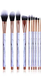 10pcs Set Mermer Makyaj Fırçaları Profesyonel Kapatıcı Eyeliner Dudak Fırçası Düz ​​Fondöten Kadınlar için Güzellik Araçları 8860362