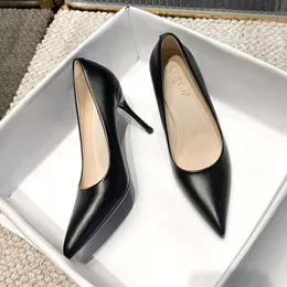 2182-1 Arbeitsschuhe schwarze langjährige Schuhe weiche Lederspitze vielseitiges formelles Kleid mit hoher Heeled professioneller Einzelschuhe für Frauen