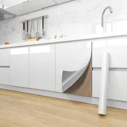 Filme decorativo de pérola DIY branco PVC Auto -adesivo Móveis de papel de parede Renovação Aseters de cozinha Papel de parede à prova d'água 240429