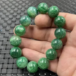 Strand Bola de flor por atacado Bola de bracelete calcedonia de 14 mm de mão vintage Green AGate jade