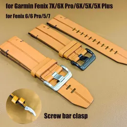 Titta på Bands ANBEST 22 26mm Lämplig för Garmin Fenix ​​6/6 Pro/5/7 Band 7X/6X Pro/6x/5x Plus Leather Strap Q240430