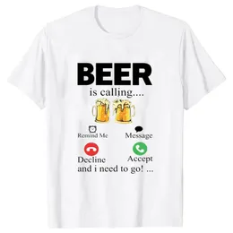 Men's T-shirt Caller ID Printed Designer T-shirt Men's and Women's Youth Fashion Trend Beer Pattern Breathable Tops