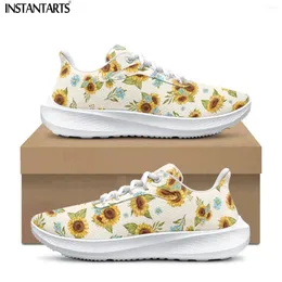 Casual Shoes INSTANTARTS Casaul Sneakers Pretty Sunflower Printed Non-slip Cushioning Tennis Outdoor Sports Leisure