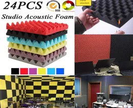 24Pack Eggcrat Studio Kayıt Odası Ses Tedavisi Akustik Köpük Ses geçirmez Paneller Ses Yalıtım Emme Fayans Fireproo2536074
