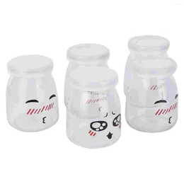 Storage Bottles 5 Pcs Milk Jar Farmhouse Mini Mousse Cup Pudding Yogurt Glass Bottle Dessert Cups Jelly Jars