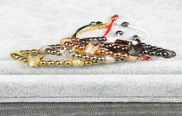 Braccialetti di braccialetti di gioielli con braccialetti macrame corona interi 10pcslot con sfera da 8 mm cz e perle di rame da 6 mm5047757