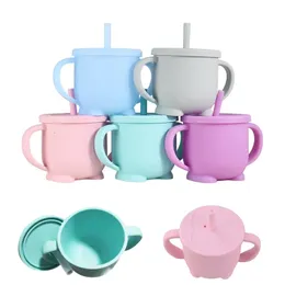 Ugryzienie kubki 1 Set Baby Feeding Cups Baby Uczenie się dziecięce napoje silikonowe filiżanki dla maluchów Dzieci z silikonową filiżanką 240423