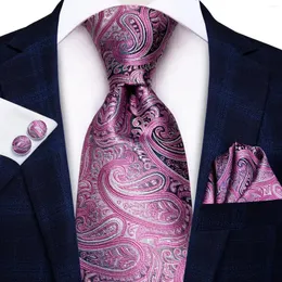 Bow Binds Hi-Tie Gentlemen's gewebte Krawatten-Krawatten-Set Elegant Paisley Tiege Taschentuch Manschettenknöpfe ideal für formelle Veranstaltungen Business Hochzeitsfeier