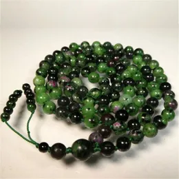 Chains 8mm Natural Ruby Zoisite 108 Beads Handmade Tassel Necklace Zen Formal Event Pendant Contemporary Yoga Layered Children Fashion