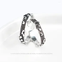 Anelli a cluster Vintage Five Line Note Ring S925 Sterling Silver Retro Personality Chic Gioielli femminili coreani