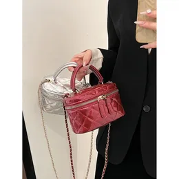 High-End Sweet Cool Spice Girl Style Patent Leder Crossbody Womens Y2K Fashion Mini Handtasche lässig Solid Small Square 240429