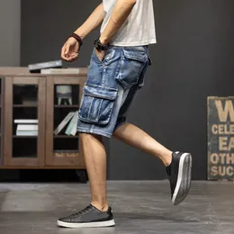 Idopy Mens Jean Shorts خمر راكب الدراجة النارية الهيب هوب اقتصاص الجيوب متعددة الجينز شورت الشحن 240430