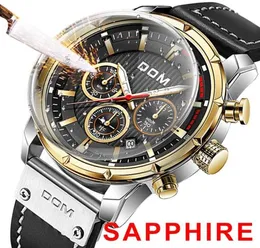 Dom Sapphire Sport Watches for Men Top Brand Luxo Militar de couro Militar Relógio Man Relógio Cronógrafo WristWatch M1320DBL1M CX24825998