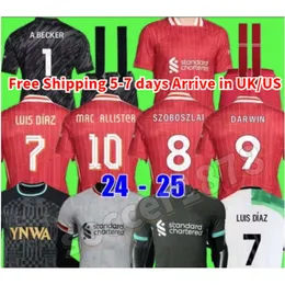 Der Redsmohamed Salah Darwin Nunez 24 25 Ev Away Erkekler Futbol Jersey Dominik Szoboszlai Andy Robertson Alisson Becker Joe Gomez Joel Matip Curtis Jones Çocuk Kiti