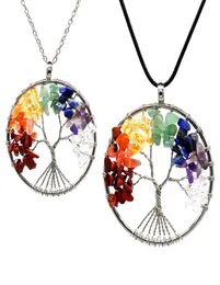 12PCSSET Tree of Life Necklace 7 Chakra Stone Perle Ametista naturale Sterlingsilverjewelry Chain Choker Collane a sospensione per W3964892