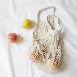 Bolsas de armazenamento de grande capacidade de algodão Compra de fruta Organizador de alimentos portátil Malha de supermercado lavável e ecológico