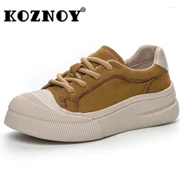 Scarpe casual koznoy 4,5 cm vera pelle vulcanizzare pils muli covoni grossi sneaker donne autunno comot stivali piattaforma piatta