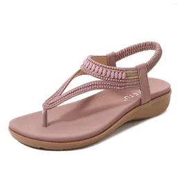 Lässige Schuhe Siketu Marke Stilvolle Sommer Frauen Keil Clip Zehen Sandalen Perlen Juwelen weiche süße Plattformen Elastic Band Tstrap 42
