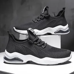 New Men Running Shoes Running Black White Khaki Classic Classic Fly-Knit Soled Soled Breathable Walking Mens Trainers Sport Sneakers 40-44