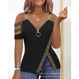 Women's Tanks V-neck Zipper Tshirt Top Patchwork Casual Y2K Chain Off Shoulder Camis Women Summer Irregular Hem Tank Tops