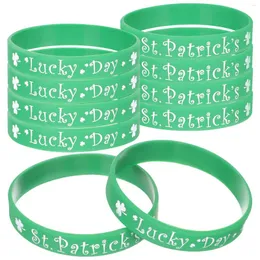 Handledsstöd St. Patricks dag silikon shamrock armband elastiska klöver tryck armband irländsk parti handdekoration