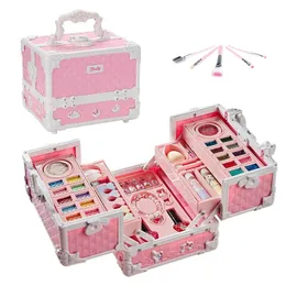 女の子のためのメイクアップセットビューティーおもちゃ安全な洗えるふりをするプレイ化粧品ボックススーツケースゲームトイギフト240416