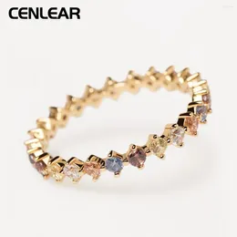 Кластерные кольца Cenlear 925 стерлингового серебряного цвета Diamond Full Sky Star Ring Кольцо Женское 18 -километровое золото модное темперамент