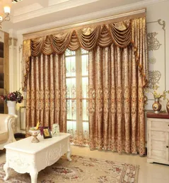 1pc Pelmet European Royal Luxury Valance Curtain för vardagsrumsfönster Gyllene gardin för sovrum tyll jacquard gardin T2003233948543