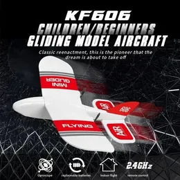 KF606 Mini RC Segelflugzeug Flugzeug Hand werfen Schaumdrohne feste Flügelfernerregelungssteuerung Flügelspannmodell im Freien RC Toys 240426