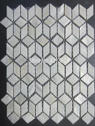 Rhombus -Schalen -Mosaikfliesen42224naural Pure White Mutter von Perlenfliesen Küche Backsplash Badezimmer Wandböden 78033556265562