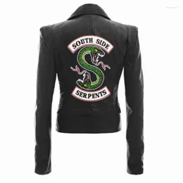 Women's Jackets 2024 Riverdale PU Leather Jacket Fashion Motorcycle Short Southside Serpents Artificial Coat