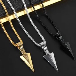 2022 Fashion Jewelry Black Gold Sier Color Arrow Head Pendant Long Chain Necklaces for Men jeweley gift wholesale hot sale