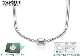 2020 Hot Sale Fine 925 Silver Chain Halsband med Certificate Fit Original Beads Charms Pendants Diy Jewelry Gift LJ2010095672820