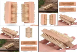 Rengöringsborstar Hushållsverktyg Husekee Organisation Hem Garden Wood Nail Brush Twosided Natural Boar Bristles WO DHFH13961610