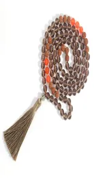 Rudrakshatea Crystal 108 Mala Beads Knotted Necklace Men and Women Charm Fashion Jewelry for Friendship Gifts Khaki Tassels Penda4033777