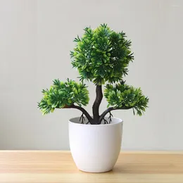 Dekorative Blumen künstlicher Bonsai Simuliertes Schreibtisch Dekor Plastik für Gäste-Greeting Pine Topf Pflanze gefälschte Bürodekoration