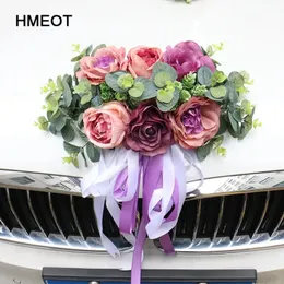 Artificial Flower Wedding Car Deco Kit Romantic Fake Rose Floral Valentines Day Party Festival Decorative Supply Marriage Props 240416