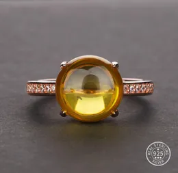 Rose Gold Natural Citrine Gemstone Ring للنساء في 925 Sterling Silver Yellow Citrine خاتم الزفاف حجم الخطوبة 5125568416