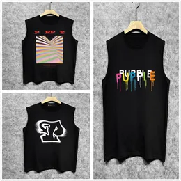 purple shirt wash vest men tops t shirt designer shirts women graphic tee tshirt Painted Fringed Letters Loose Print Front and back printed round neck Tees clothes A1