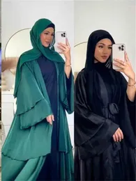 Ethnic Clothing Ramadan Eid Shimmer Satin Open Kimono Abaya Dubai Luxury 2024 Muslim Damen Abayas For Palestine Thobe Women Kaftan Dress