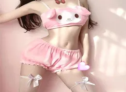 Cute Kawaii Women039s Conjunto de 2 peças Pijama de pijamas de lingerie feminino de algodão Sexy Bra Shorts feminino 210832816689